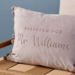 Favourite Place Personalised Cushion in Velvet With Pom Detail. Perfect Mother's Day Gift Or Custom Gift For Auntie Uncle - thumbnail 4