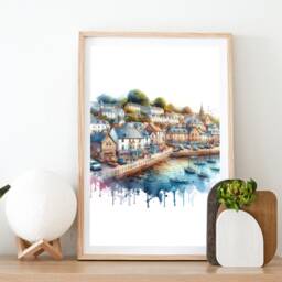 Lyme Regis Poster Print Set - Of 3 Posters - Dorset Watercolour Wall Hanging Artwork Art Travel Decor - thumbnail 2