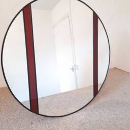 Round Mirror, Art Deco Circle Stained Glass Mirror, Bathroom Mirror - thumbnail 3
