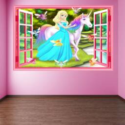 Unicorn Princess Fairies Wall Decal Sticker Mural Poster Print Art Kids Girls Bedroom Decor Gr26 - thumbnail 2
