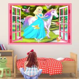 Unicorn Princess Fairies Wall Decal Sticker Mural Poster Print Art Kids Girls Bedroom Decor Gr26 - thumbnail 3
