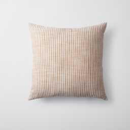 Mustard Yellow Striped Neutral 18x18 Pillow Cover, %100 Natural Woven Fabrics Square Pillowcases - thumbnail 1