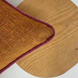 Orange Soft Linen Pillow Cover With Magenta Piping, Mandarin Decorative Pillow, Euro Sham - thumbnail 4