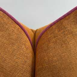 Orange Soft Linen Pillow Cover With Magenta Piping, Mandarin Decorative Pillow, Euro Sham - thumbnail 2