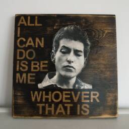 Music Wall Art. Cool, Solid Wood Bob Dylan Made With Reclaimed Wood, Acrylic Ink & Spray Paint - thumbnail 2