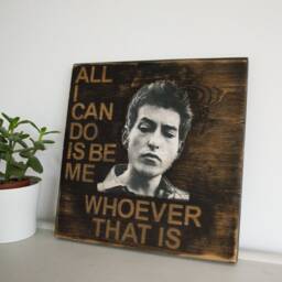 Music Wall Art. Cool, Solid Wood Bob Dylan Made With Reclaimed Wood, Acrylic Ink & Spray Paint - thumbnail 3
