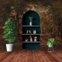 Gloomy Woodland Painting Wallpaper Mural, Peel & Stick Wall Decal - thumbnail 3
