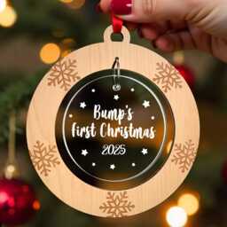 Bumps First Christmas Tree Decoration - 1st Ornament Bauble Mummy Daddy To Be Gift Pregnancy Announcement With Red Bag - thumbnail 1