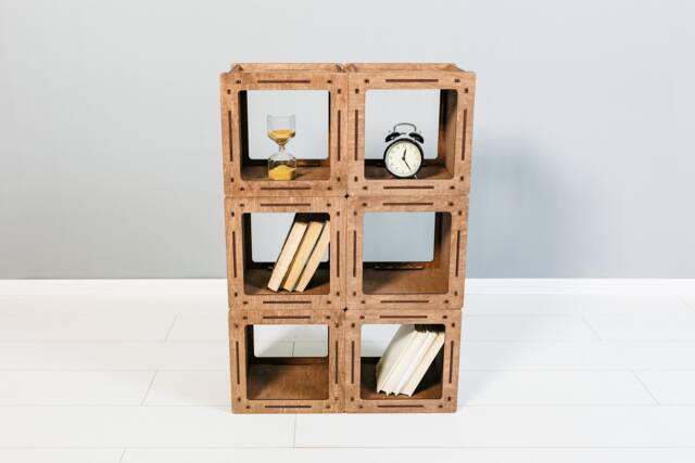 Wood Stained Box Floating Shelves, Wall Cube Square Shelves For Home Decor, House Items - image 1