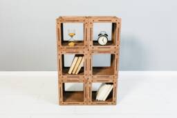 Wood Stained Box Floating Shelves, Wall Cube Square Shelves For Home Decor, House Items - thumbnail 1