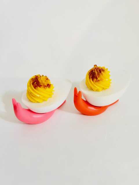 Deviled Egg Snail/Funky Art/Quirky/Dopamine Decor/Pop Art/Kitschy Decor/Kitsch/Funny Decor/Food Decor/Fake Food/Weird Art/Maximalist Decor - image 1