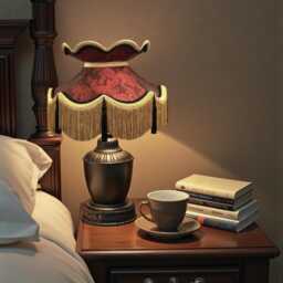 Burgundy Red Paisley Fabric Lampshade Handmade in The UK For Table & Floor Standard Lamp Shades, Ceiling Lights - thumbnail 3