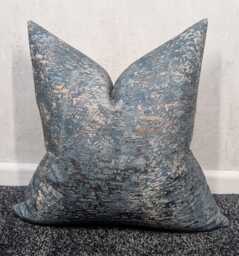 Blue Stone Teal & Bronze Cushion Cover - Thick Soft Textured Fabric Boho Abstract Sofia John Lewis Fabric Cushion Cover