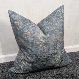 Blue Stone Teal & Bronze Cushion Cover - Thick Soft Textured Fabric Boho Abstract Sofia John Lewis Fabric Cushion Cover - thumbnail 2