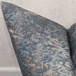 Blue Stone Teal & Bronze Cushion Cover - Thick Soft Textured Fabric Boho Abstract Sofia John Lewis Fabric Cushion Cover - thumbnail 3