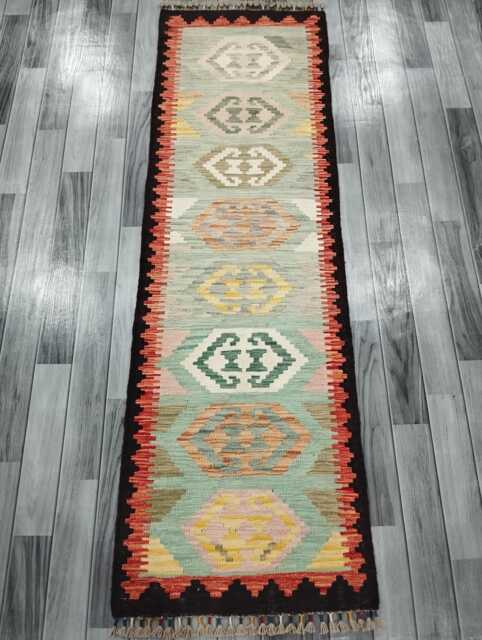 Heritage Tribal Runner, Handmade Artisan Afghan Turkish Scandinavian Navajo Bohemian Flatweave Wool Multicolour Kilim Runner Rug 195x59 cm - image 1