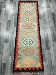 Heritage Tribal Runner, Handmade Artisan Afghan Turkish Scandinavian Navajo Bohemian Flatweave Wool Multicolour Kilim Runner Rug 195x59 cm - thumbnail 1
