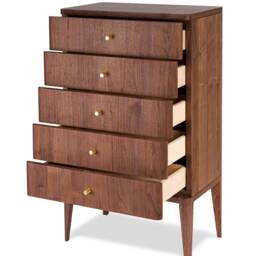 Tokio Tall - Handmade Walnut Chest Of Drawers Modern Tallboy Dresser - thumbnail 2