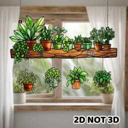 Acrylic Window Hanging Suncatcher With Plants Custom Name Sign Faux Stained Glass Wall Art Boho Home Decor Garden Ornaments - thumbnail 2