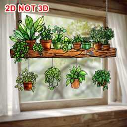 Acrylic Window Hanging Suncatcher With Plants Custom Name Sign Faux Stained Glass Wall Art Boho Home Decor Garden Ornaments - thumbnail 3