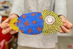 Colorful Ceramic Wall Art Funky Floral Home Decor - thumbnail 1