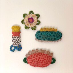 Colorful Ceramic Wall Art Funky Floral Home Decor - thumbnail 3
