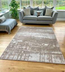 New Modern Beige Gold Sketch Design Rug Colourful Silky Soft Good Quality Floor Area Mats UK - thumbnail 1