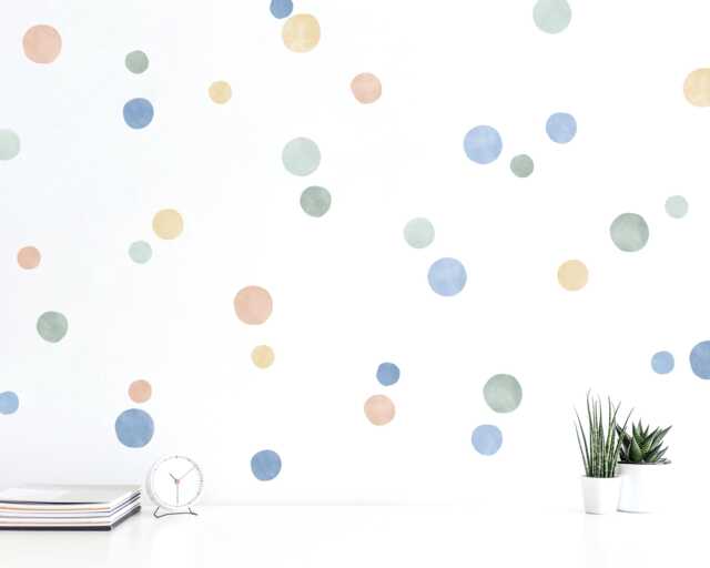 Watercolor Polka Dot Wall Decals Soft Pastel Nursery Decor - 140 Pack - image 1