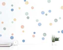 Watercolor Polka Dot Wall Decals Soft Pastel Nursery Decor - 140 Pack - thumbnail 1