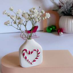 Candycane Heart Tiny Vase/Christmas Bud Vase Gift Unique Cute Xmas Personalization Available Mini - thumbnail 3