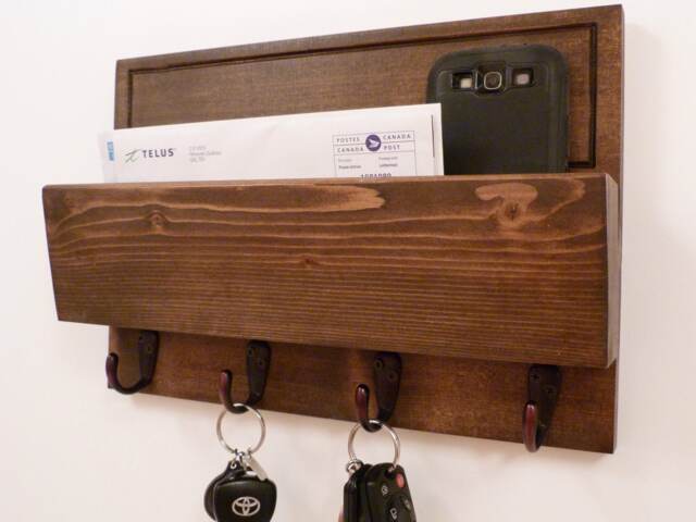 Mail Organizer Wall, Entryway Organizer, Key Rack, Holder, Rustic And - image 1