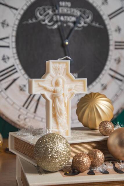Handcrafted Jesus Candle Soy Wax Religious Decor, Vegan Christian Gift - image 1