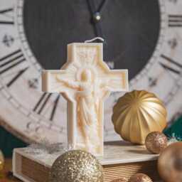Handcrafted Jesus Candle Soy Wax Religious Decor, Vegan Christian Gift - thumbnail 2