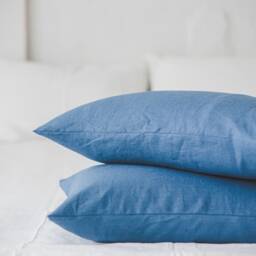 Cornflower Blue Linen Pillowcase, Natural Pillow Cover With Envelope Closure, Soft Case, Handmade Pillowcase - thumbnail 2
