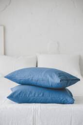 Cornflower Blue Linen Pillowcase, Natural Pillow Cover With Envelope Closure, Soft Case, Handmade Pillowcase