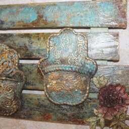 Handmade Clay Hamsa Wall Hanging With Pockets - thumbnail 2