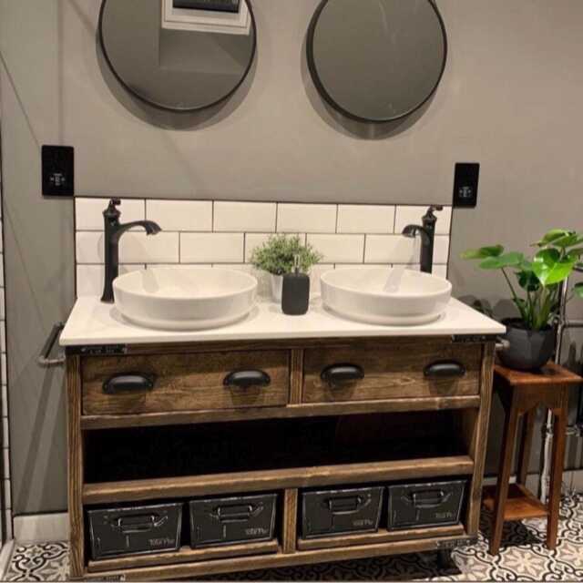Dulwich Double Bathroom Vanity Unit - Handmade Reclaimed Timber Rustic Cabinet Custom Size Options - image 1