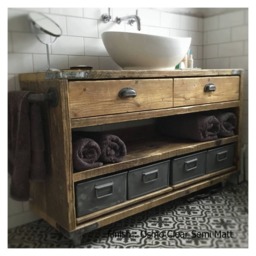Dulwich Double Bathroom Vanity Unit - Handmade Reclaimed Timber Rustic Cabinet Custom Size Options - thumbnail 4