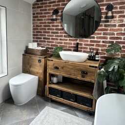 Dulwich Double Bathroom Vanity Unit - Handmade Reclaimed Timber Rustic Cabinet Custom Size Options - thumbnail 3
