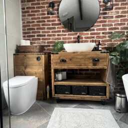 Dulwich Double Bathroom Vanity Unit - Handmade Reclaimed Timber Rustic Cabinet Custom Size Options - thumbnail 2