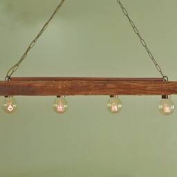 Antique Wooden Dough Bowl Chandelier Farmhouse Linear Pendant Light - thumbnail 3