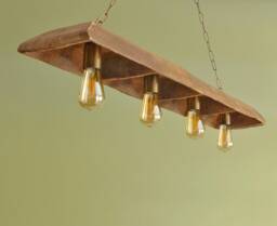 Antique Wooden Dough Bowl Chandelier Farmhouse Linear Pendant Light
