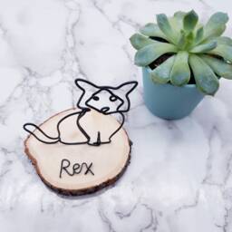 Birman Cat Wire Sculpture, Pet Memorial On Wood Coaster - thumbnail 3