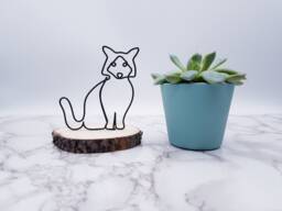 Birman Cat Wire Sculpture, Pet Memorial On Wood Coaster - thumbnail 1