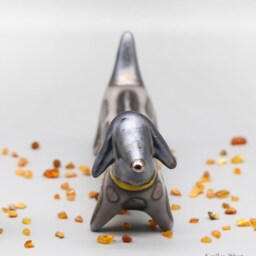 Ceramic Figurine Dog, Black Dog Dachshund Sculpture, Table Decoration, Handmade Art, Made To Order - thumbnail 4