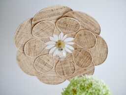 22. Flower Pendant Light With 14 Petals in Linen & Rattan - Flower Chandelier Lamp Wall Handcrafted - thumbnail 1