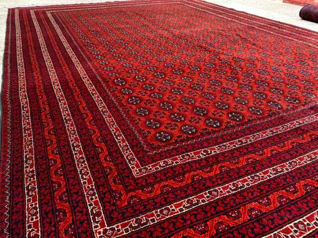 Vintage Mowri Gul Rug 9.6x6.6 Ft Hand-Knotted Afghan Wool Carpet - image 1