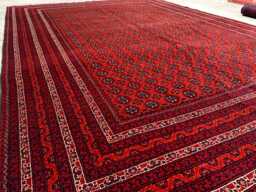 Vintage Mowri Gul Rug 9.6x6.6 Ft Hand-Knotted Afghan Wool Carpet - thumbnail 1
