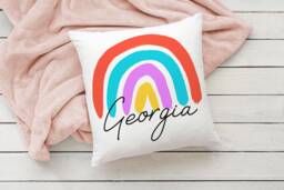 Rainbow Cushion For Girls Personalised Any Name Pillow Decorative Cushions Bedroom Accessories Nursery Decor Birthday Gifts Keepsake Present - thumbnail 1