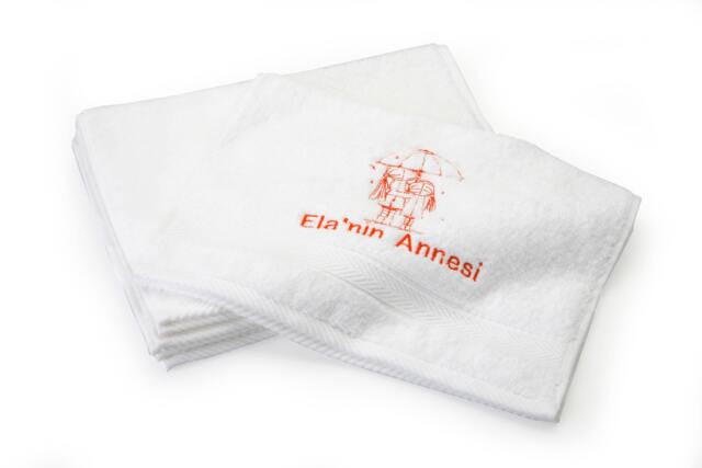 Personalized Kids Terry Cotton Towel Embroidered Redwork Design - image 1